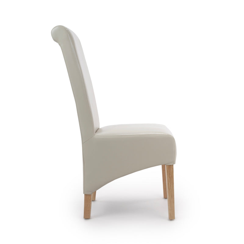 Shankar Furniture Krista Roll Back Bonded Leather Ivory Dining Chair