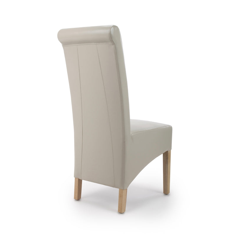 Shankar Furniture Krista Roll Back Bonded Leather Ivory Dining Chair