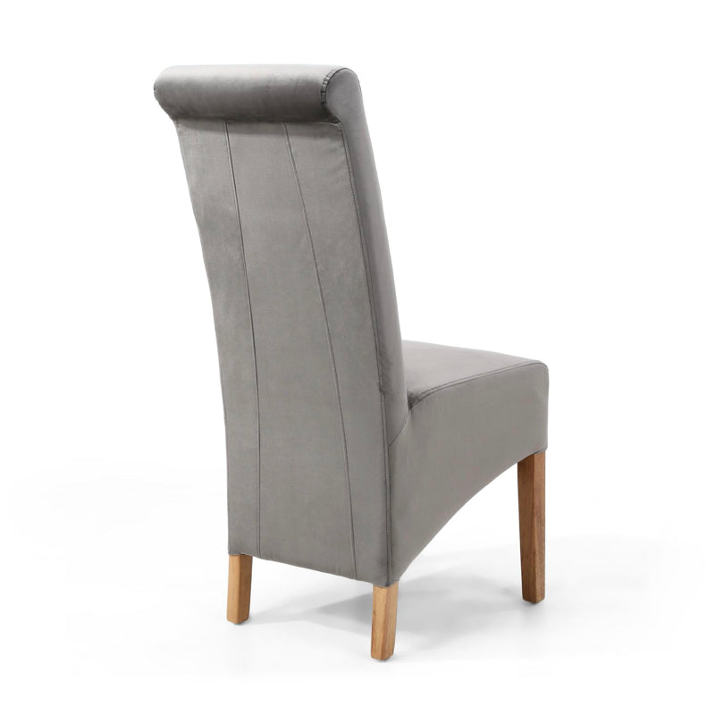 Shankar Furniture Krista Roll Back Brushed Velvet Grey Dining Chair