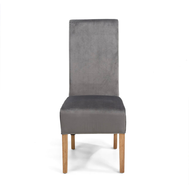 Shankar Furniture Krista Roll Back Brushed Velvet Grey Dining Chair