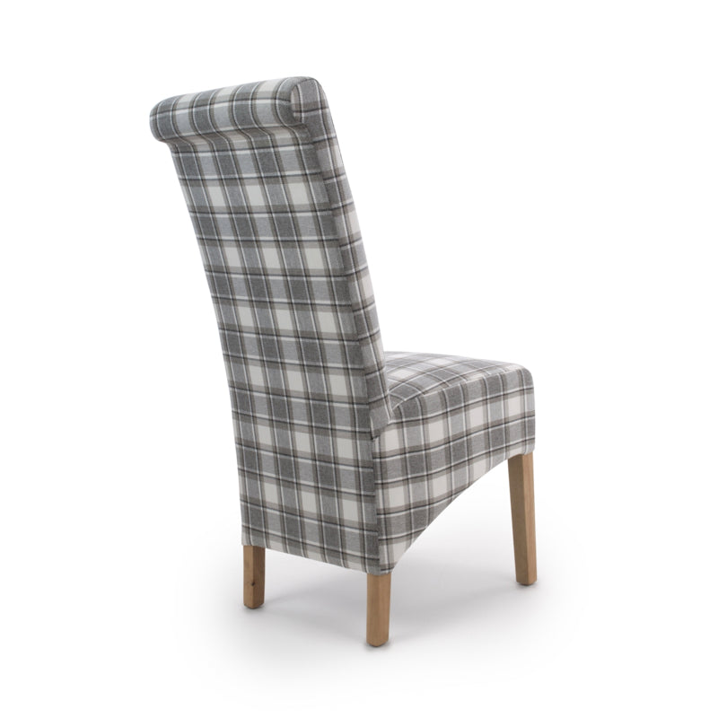 Shankar Furniture Krista Roll Back Herringbone Check Cappuccino Dining Chair
