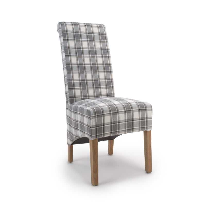 Shankar Furniture Krista Roll Back Herringbone Check Cappuccino Dining Chair