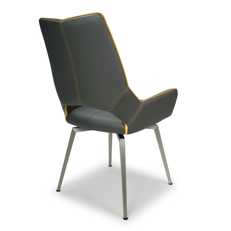 Shankar Furniture Mako Swivel Leather Effect Graphite Grey Dining Chair