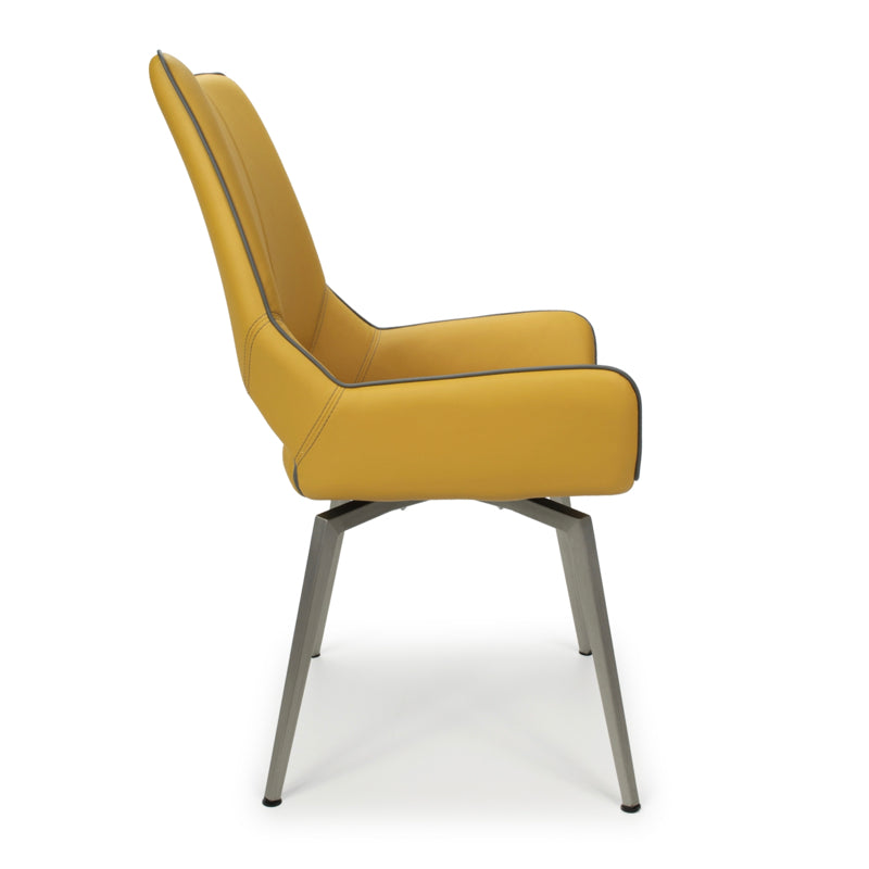 Shankar Furniture Mako Swivel Leather Effect Yellow Dining Chair