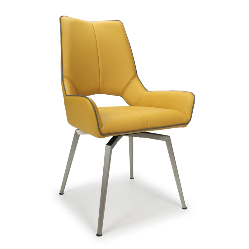 Shankar Furniture Mako Swivel Leather Effect Yellow Dining Chair