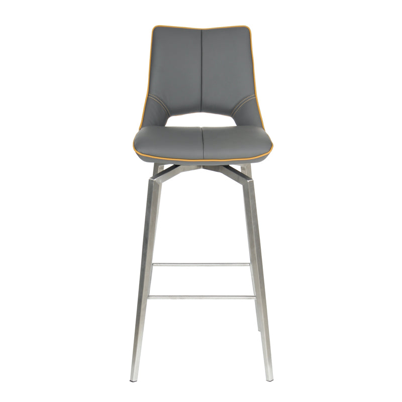 Shankar Furniture Mako Swivel Self Returning Leather Effect Graphite Grey Bar Chair