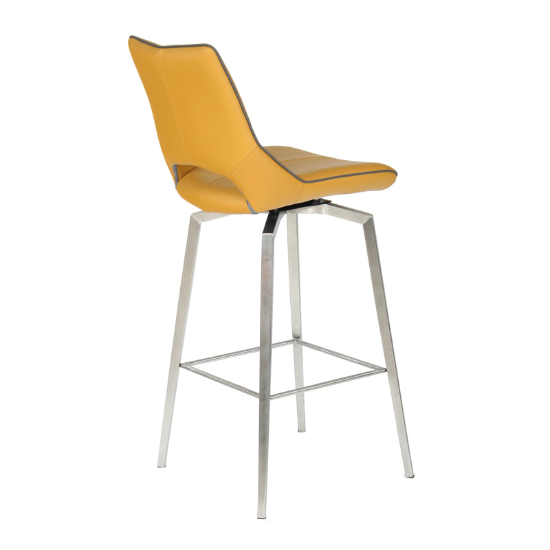 Shankar Furniture Mako Swivel Self Returning Leather Effect Yellow Bar Chair