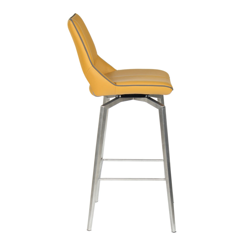 Shankar Furniture Mako Swivel Self Returning Leather Effect Yellow Bar Chair