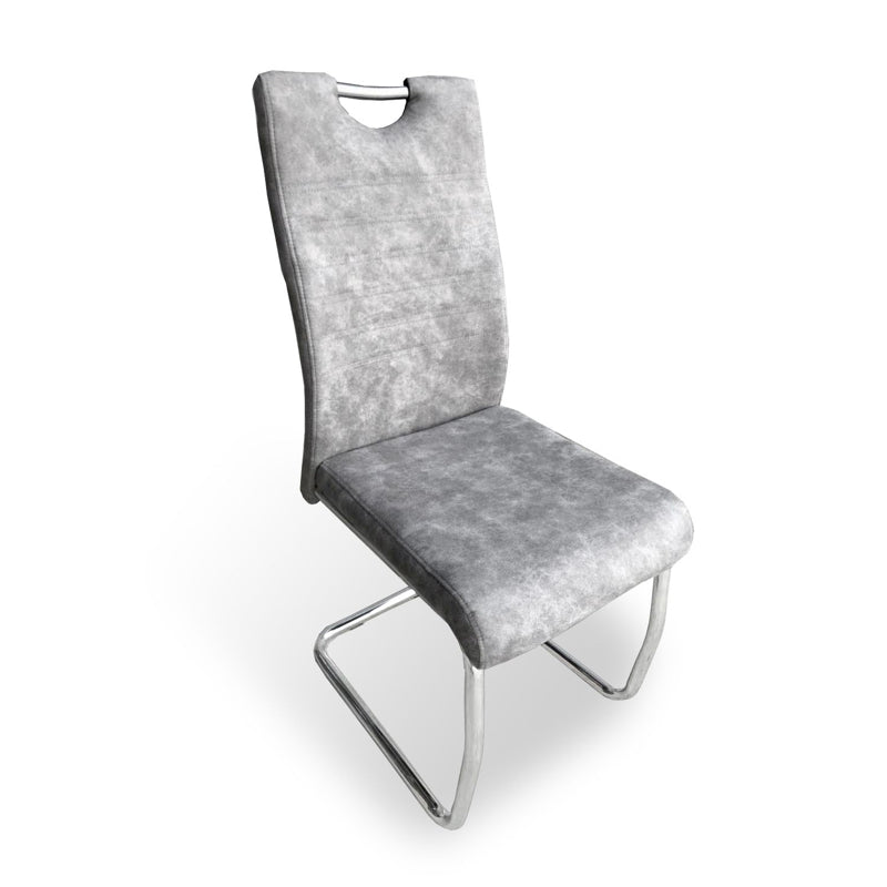 Shankar Furniture Talia Handle Back Suede Effect Light Grey Dining Chair