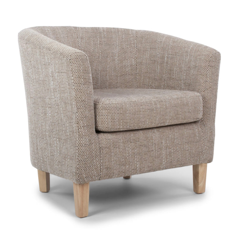 Shankar Furniture Tub Tweed Oatmeal Chair & Stool Set