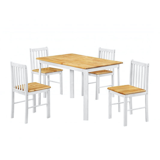 Heartlands Furniture Sheldon Dining Set with 4 Chairs Natural Oak & White
