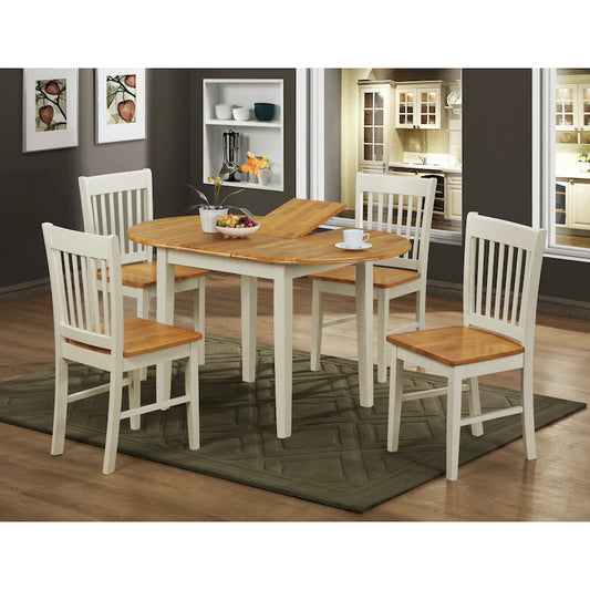 Heartlands Furniture Stacey White Extending Dining Set with 4 Chairs Nat.&White