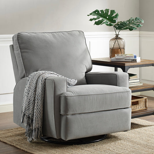 Dorel Home, Baby Relax Rylan Swivel Glider Recliner Chair, Coil Seating in Grey