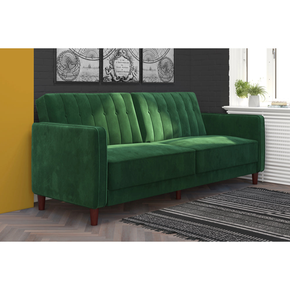 Dorel Home, Pin Tufted Transitional Sofa Bed in Green
