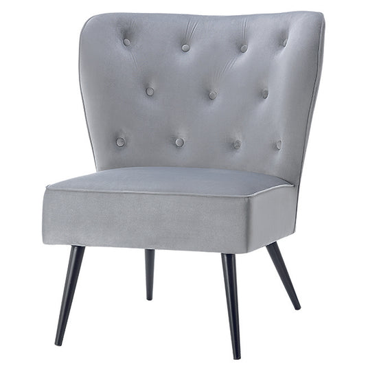 Heartlands Furniture Thames Velvet Dining Chair Grey with Black Metal Legs