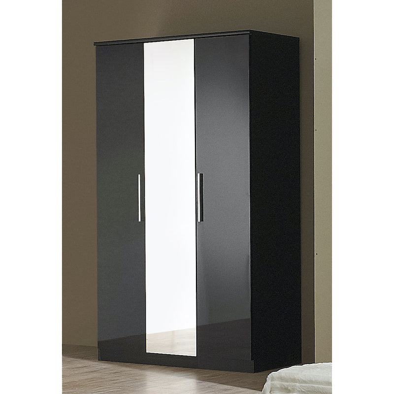 Heartlands Furniture Topline Robe with Centre Mirror 3 Door Black