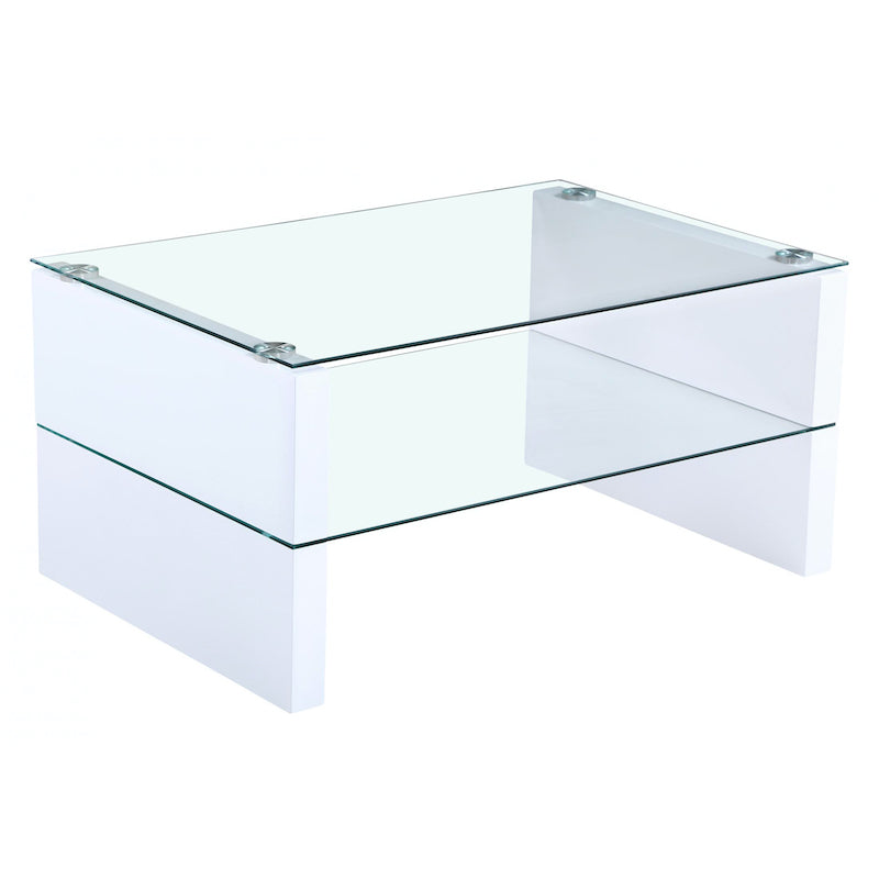 Heartlands Furniture Truro Glass Coffee Table with White High Gloss Legs