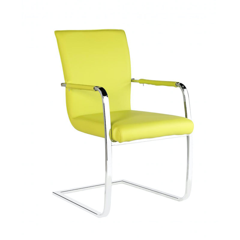 Heartlands Furniture Una PU Arm Chairs Chrome & Green (pair)