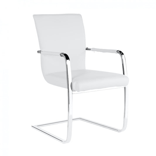 Heartlands Furniture Una PU Arm Chairs Chrome & White (Pack of 2)