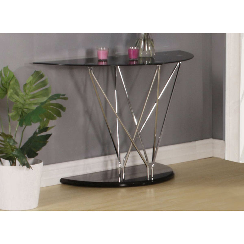 Heartlands Furniture Uplands Glass Console Table Chrome & Black
