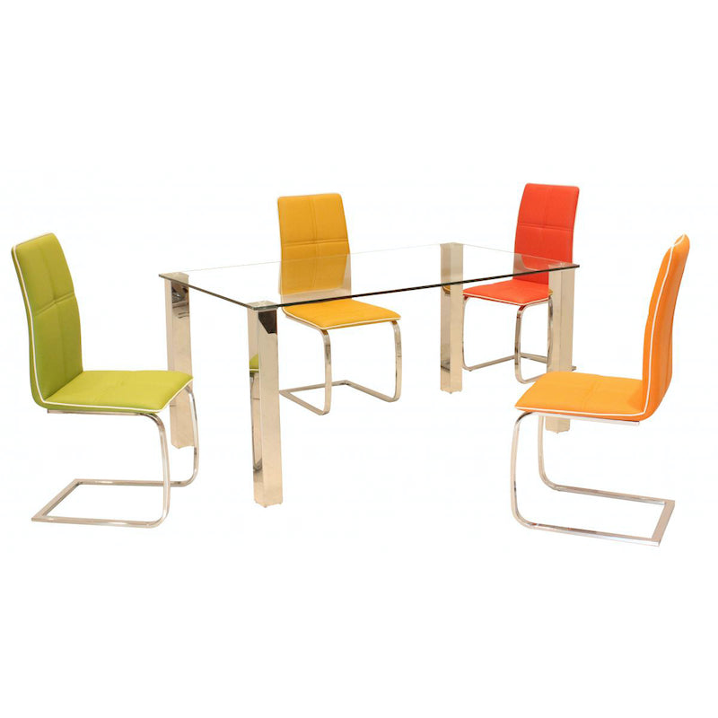 Heartlands Furniture Valita PU Chairs Chrome & Yellow (Pack of 2)