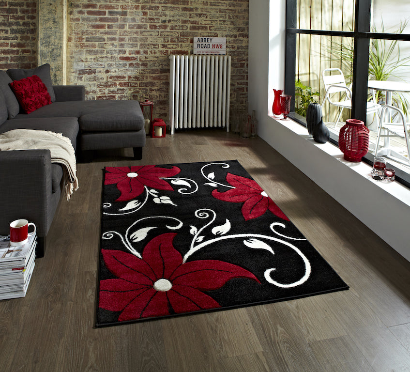 Think Rugs Verona OC15 Black and Red Rug