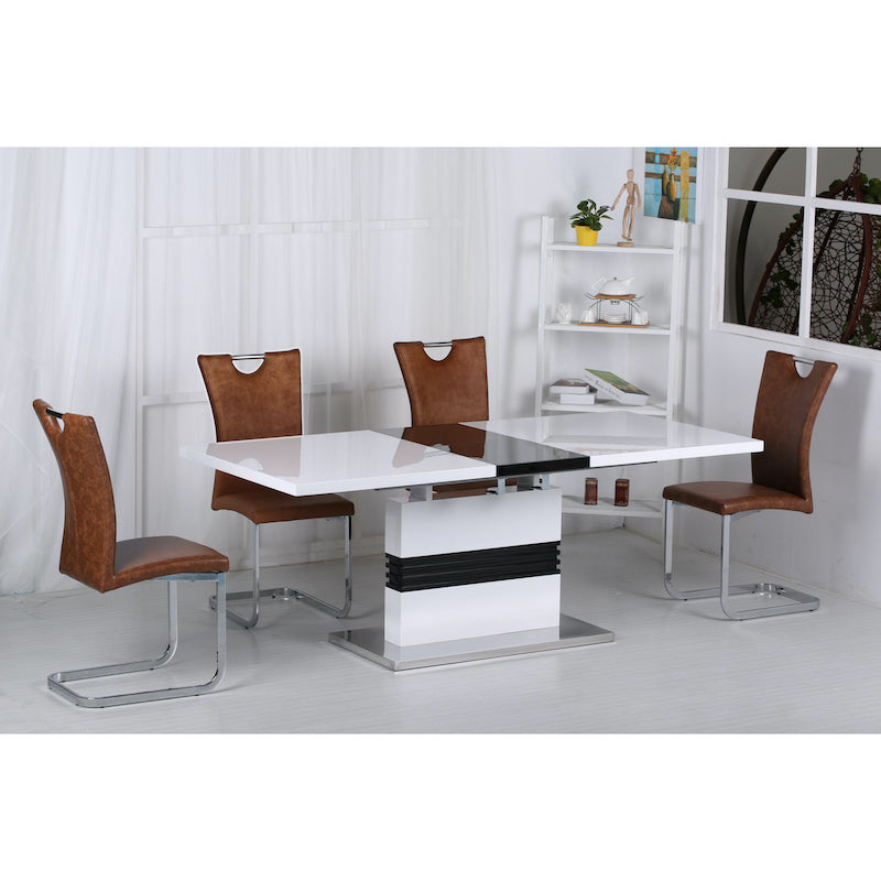 Heartlands Furniture Vienna High Gloss Ext Dining Table White & Black