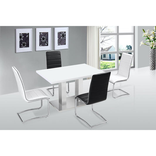Heartlands Furniture Walton PU Dining Chair White & Chrome (Pack of 4)