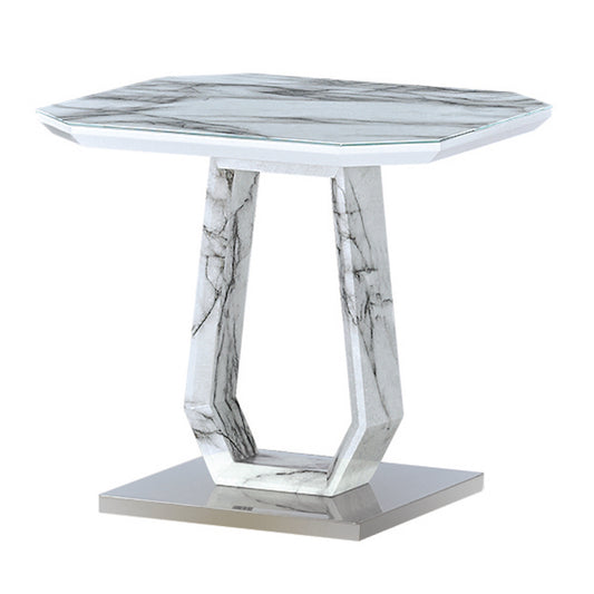 Heartlands Furniture Westlake Marble Effect Glass Lamp Table