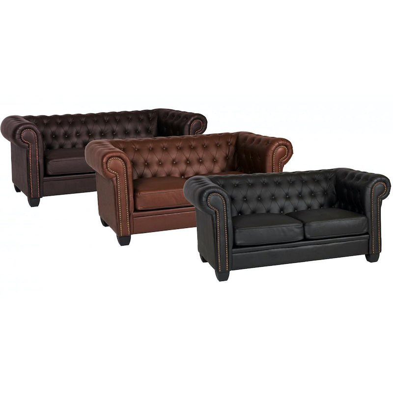 Heartlands Furniture Winston 2 Seater Sofa Leather & PVC Black