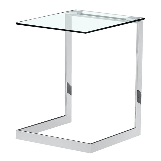 Heartlands Furniture Yomi Silver Clear Glass Lamp Table