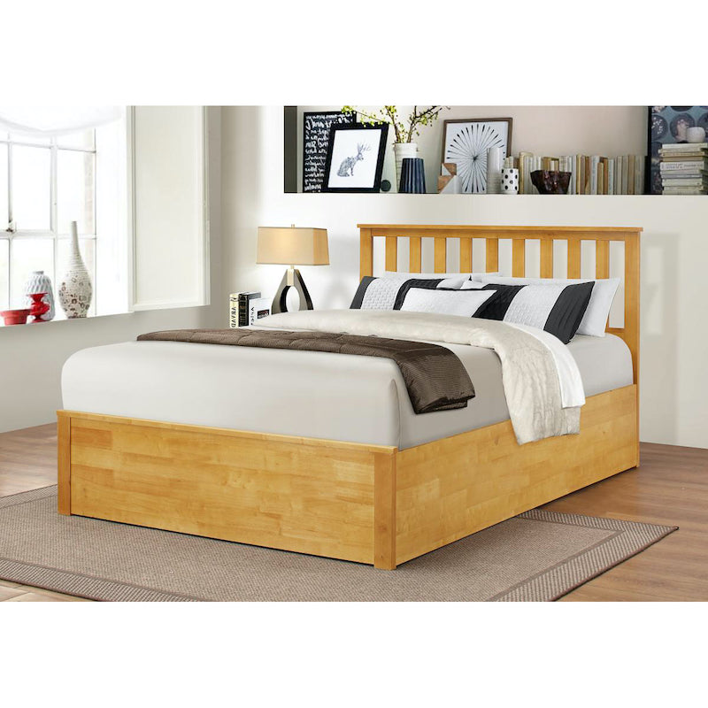 Heartlands Furniture Zoe Storage Bed Double Solid Rubberwood Oak