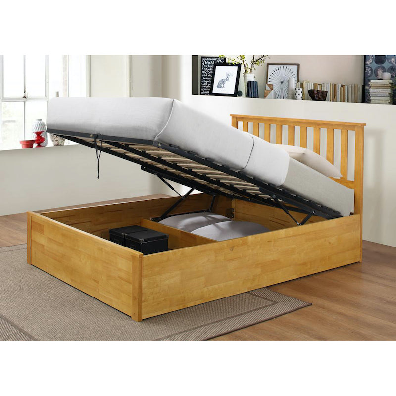 Heartlands Furniture Zoe Storage Bed Double Solid Rubberwood Oak