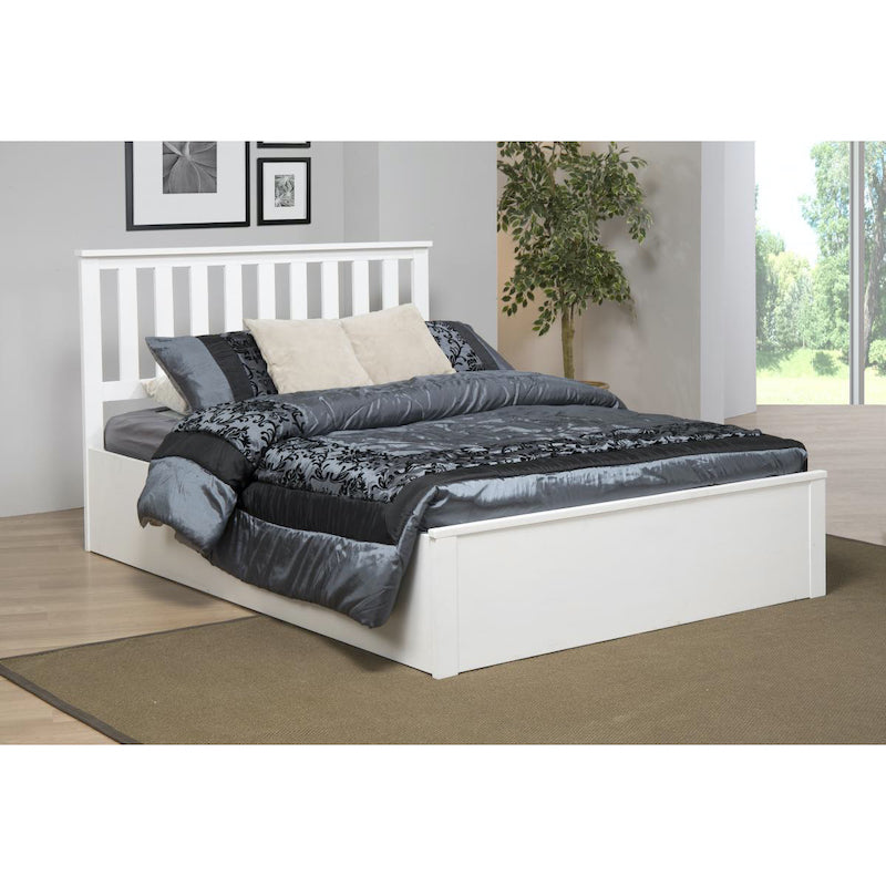 Heartlands Furniture Zoe Storage Double Bed Solid Rubberwood White