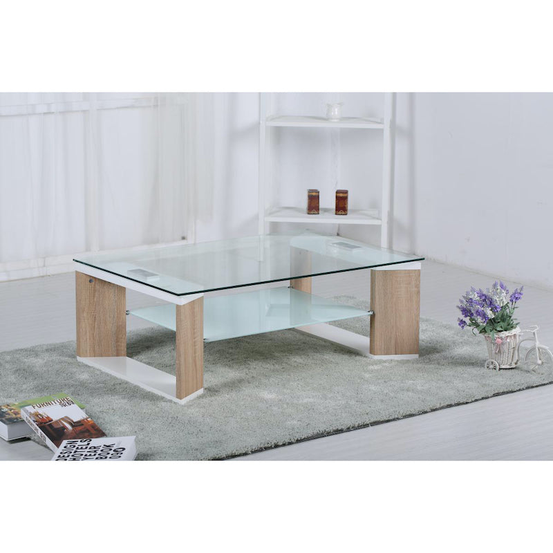 Heartlands Furniture Zola Glass Coffee Table White & Natural