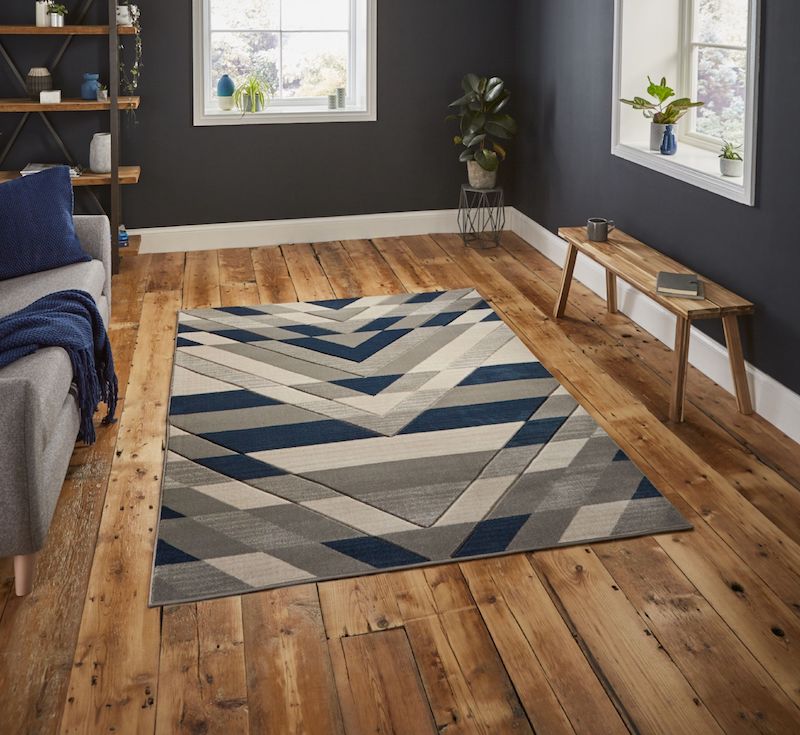 Think Rugs Pembroke G2075 Grey and Blue Rug